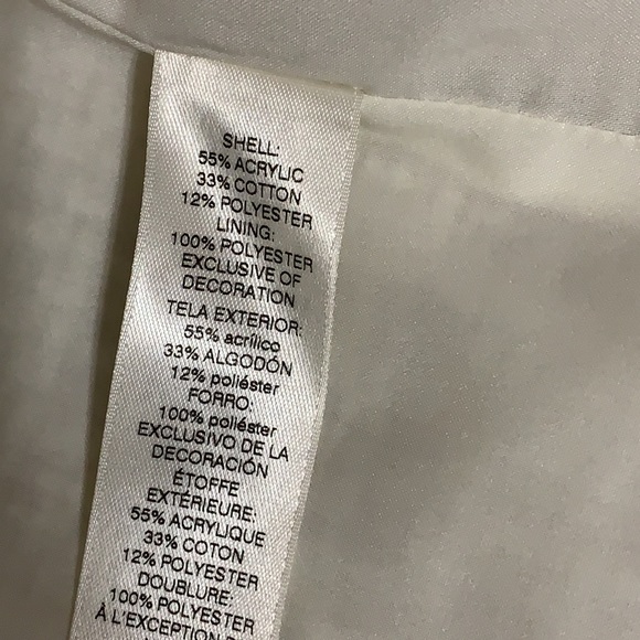 CHICOS Tweed Textured Embellished Trim Tunic Length Jacket Size 2 Large - Picture 11 of 11